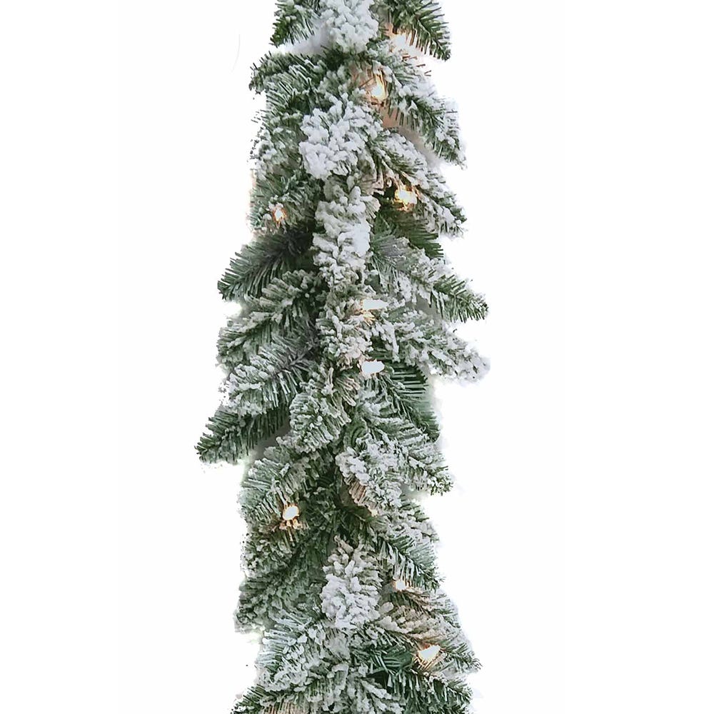 Kurt Adler 9-Foot Pre-Lit Warm White LED Snow Pine Garland